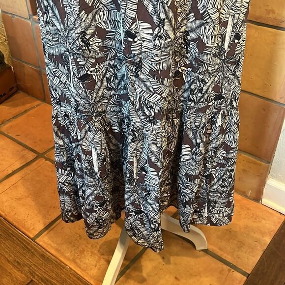 NAF NAF Brown and White Tropical Palm Print Midi/Maxi Dress, size S - Picture 4 of 11